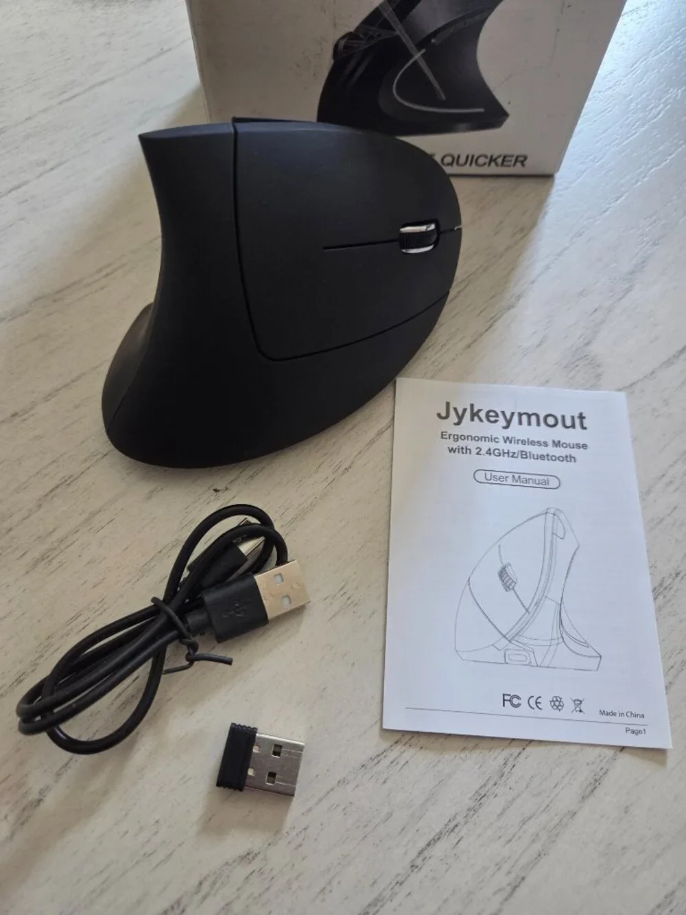 Jykeymout Ergonomic Mouse, Rechargeable Vertical Wireless Mouse